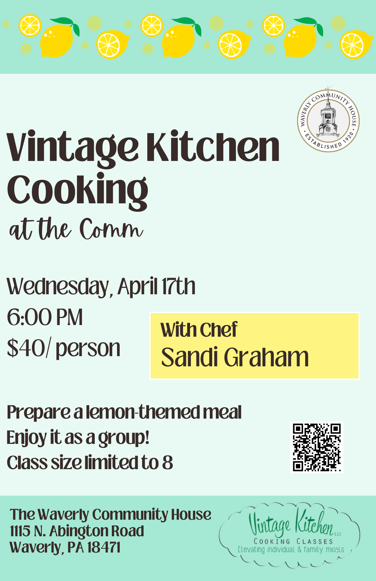 ***Class Filled** Vintage Kitchen Cooking at The Comm